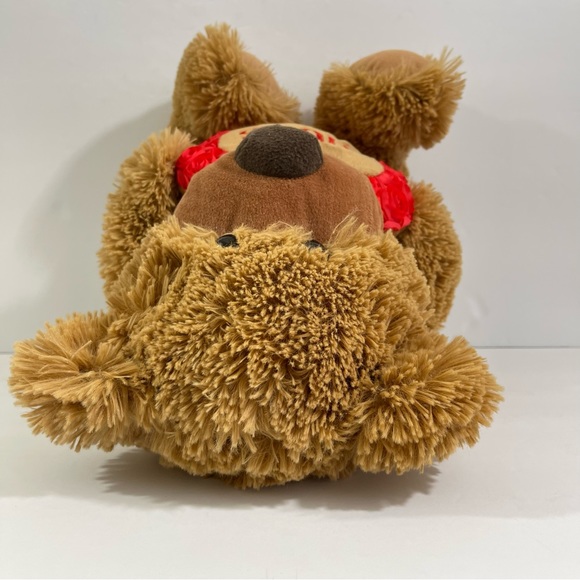 Brown Bear Holding Red Rose Heart Pillow Plush Stuffed Animal. - Picture 5 of 12